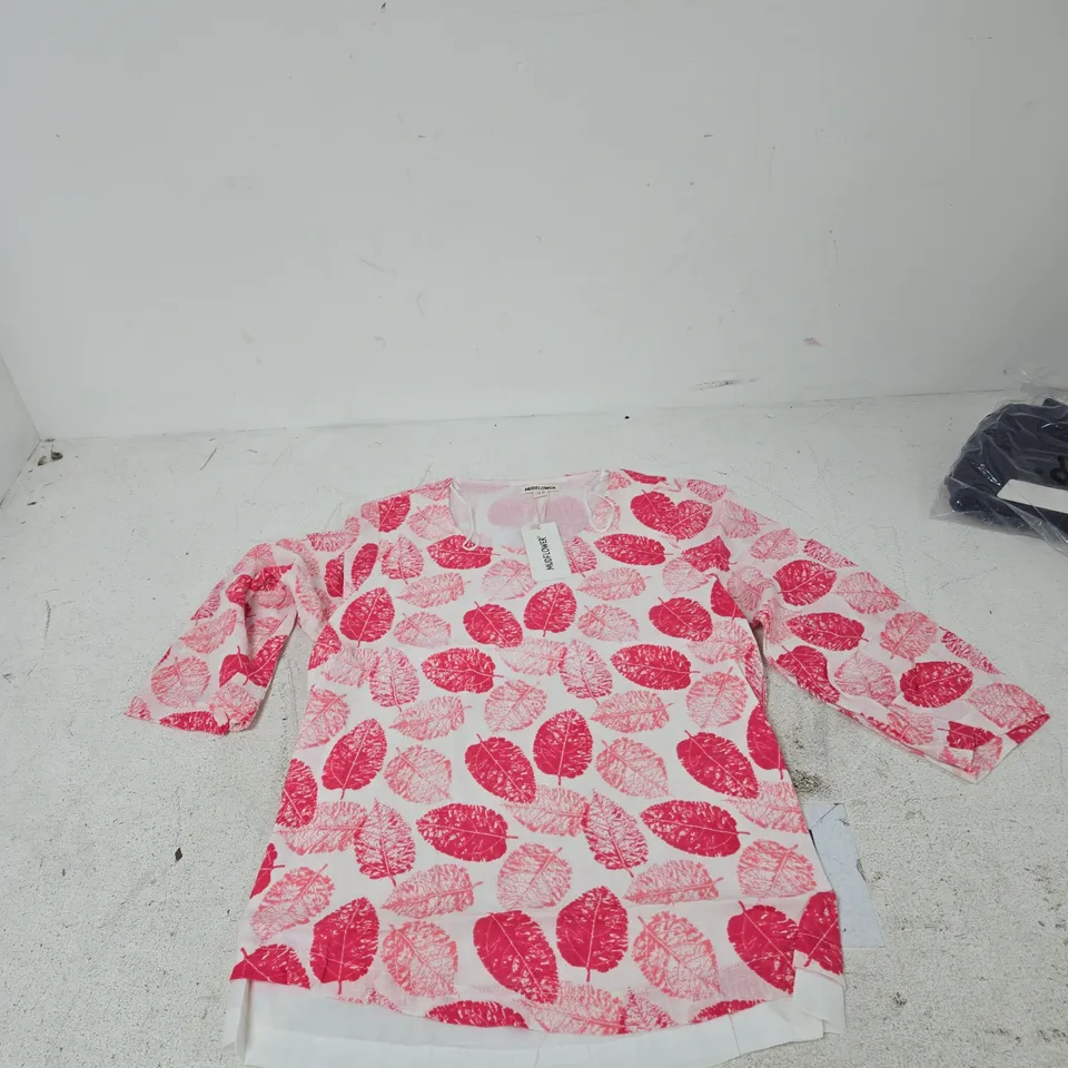 MUDFLOWER BLOUSE– PINK LEAF PRINT, UK 10 (EU 38, US 6)