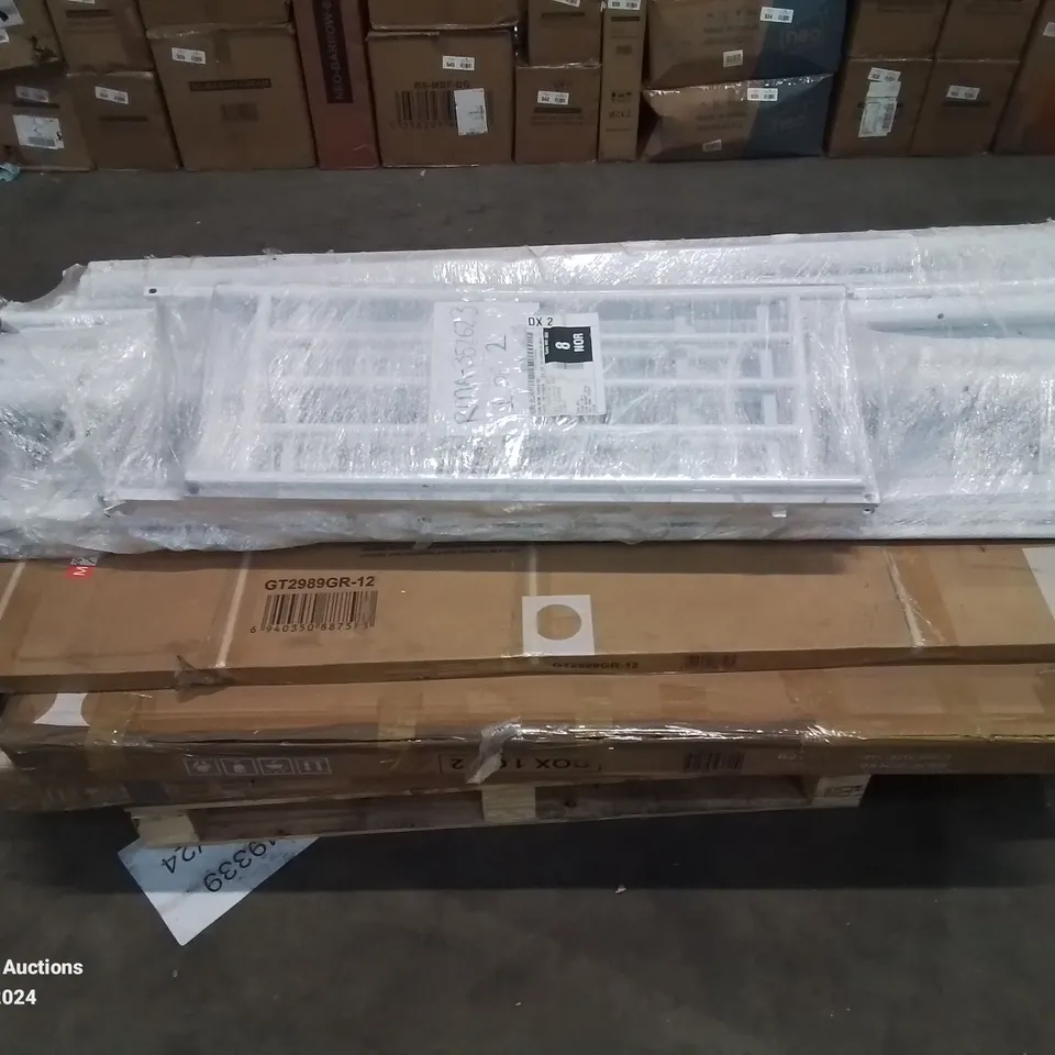 PALLET CONTAINING VARIOUS INCOMPLETE BOXED FURNITURE PARTS AND OTHER HOUSEHOLD ITEMS ETC.