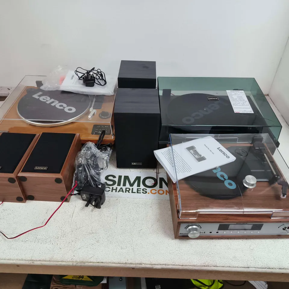 LOT OF APPROXIMATELY 7 ASSORTED LENCO AUDIO ITEMS INCLUDES VARIOUS MODELS OF TURNTABLES AND SPEAKERS