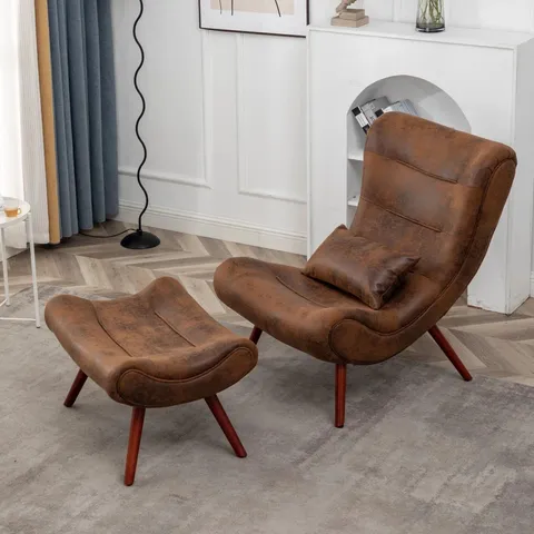 BOXED FRANCOLIN UPHOLSTERED LOUNGE CHAIR - BROWN (1 BOX)