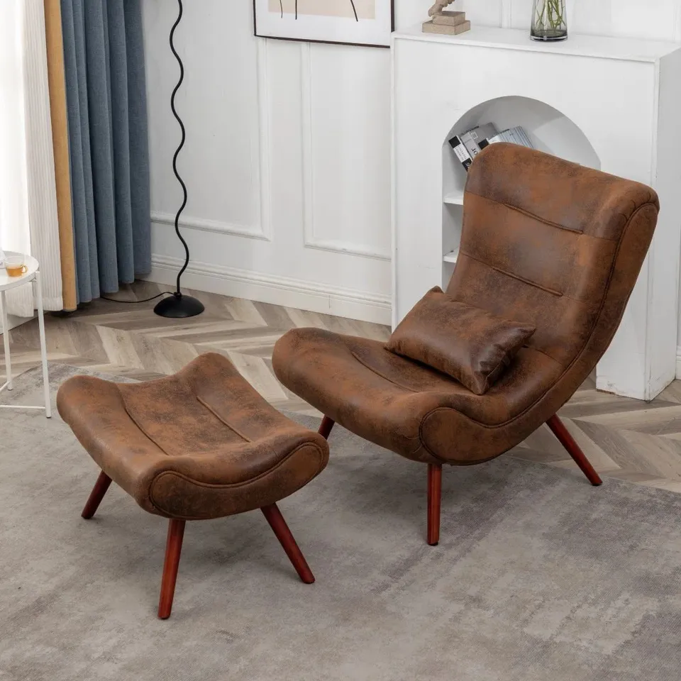 BOXED FRANCOLIN UPHOLSTERED LOUNGE CHAIR - BROWN (1 BOX)