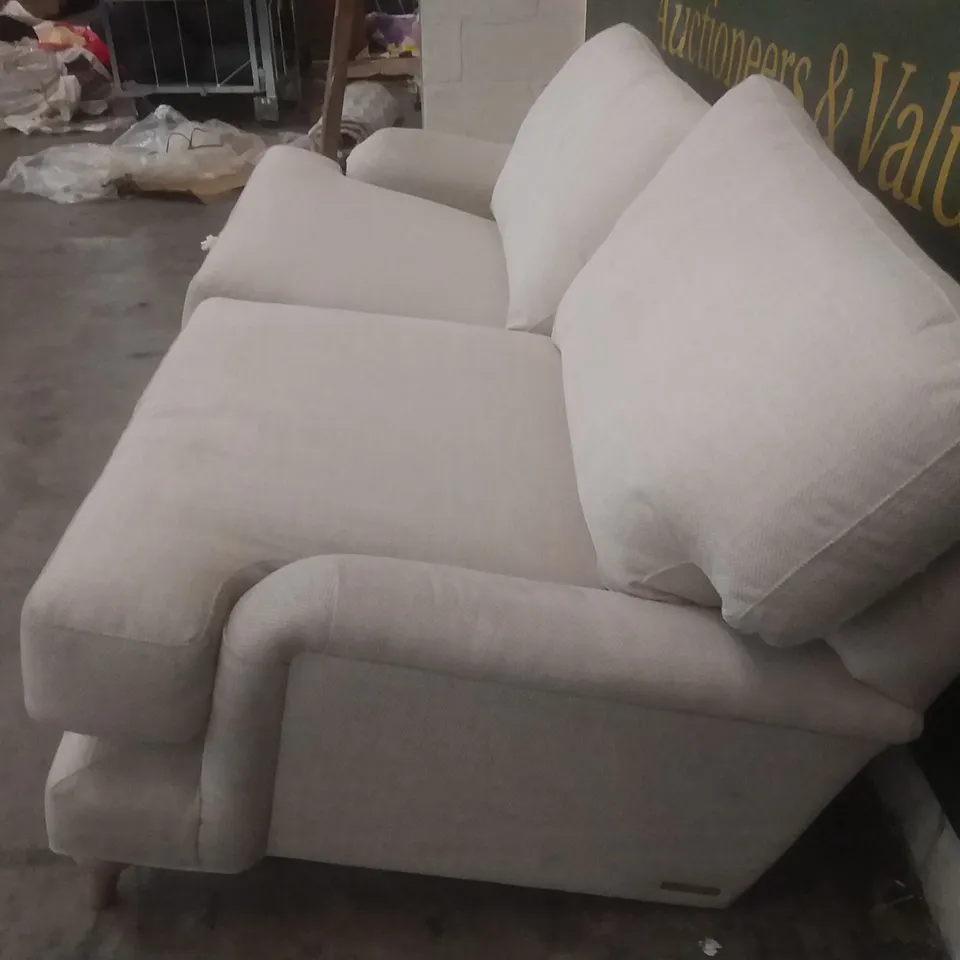 DESIGNER LOUNGE CO EGG SHELL FABRIC 3 SEATER SOFA 