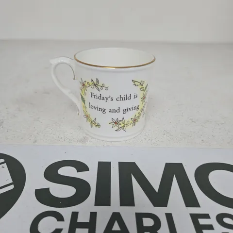 Royal Worcester Birthday Mug – Friday's Child is Loving and Giving