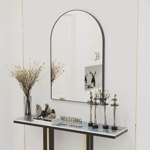 BOXED LICKMAN METAL FRAMED WALL MIRROR BATHROOM BLACK