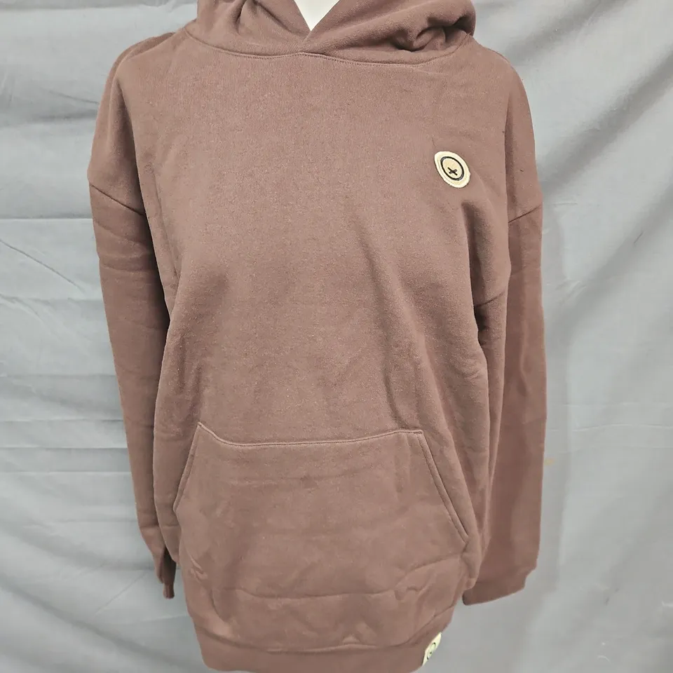 QUIET RACING CLUB PRINTED HOODIE IN BROWN/CREAM SIZE XL