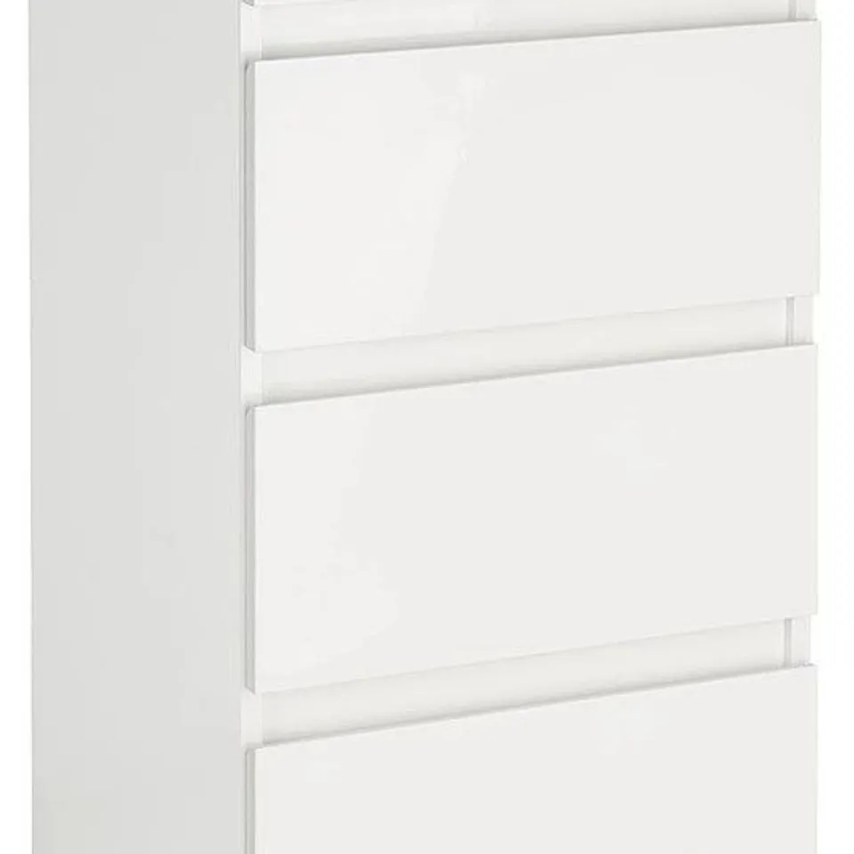 LAYTON GLOSS 5 DRAWER NARROW CHEST - WHITE - COLLECTION ONLY