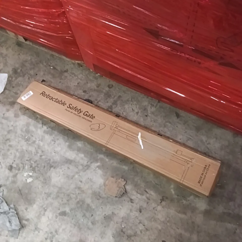 PALLET OF ASSORTED ITEMS INCLUDING - RETRACTABLE SAFETY GATE, TREADMILL 
