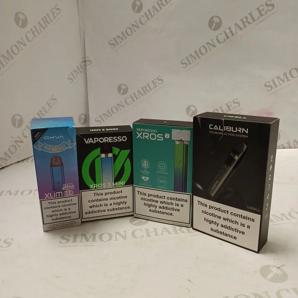 BOX OF APPROX 10 ITEMS TO INCLUDE OXVA XLIM SE, VAPORESSO XROS 3 MINI, CALIBURN A2. 