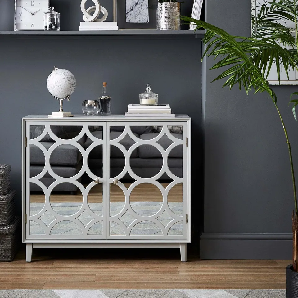 BOXED DELPHI GREY SMALL SIDEBOARD - GREY (1 BOX)