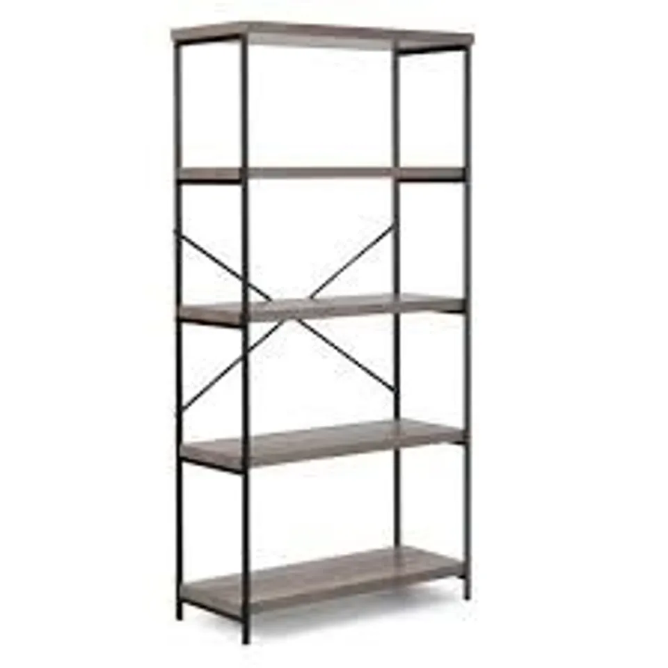 BOXED COSTWAY 4 SHELF GREY WOODEN BOOKSHELF