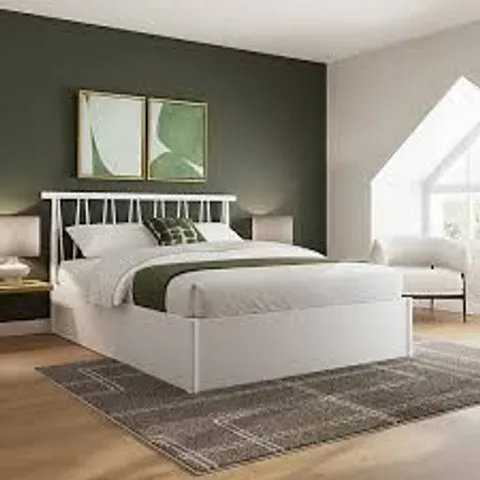 BOXED 150cm SCANDI SPINDLE BED//SIZE: KING - WHITE (3 BOXES)