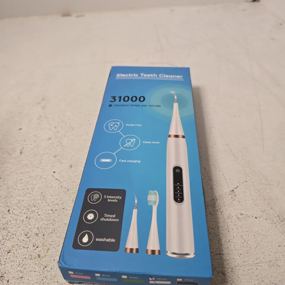 ELECTRIC TEETH CLEANER – BOXED WITH 2 BRUSH HEADS (31000 VIBRATIONS/MIN)