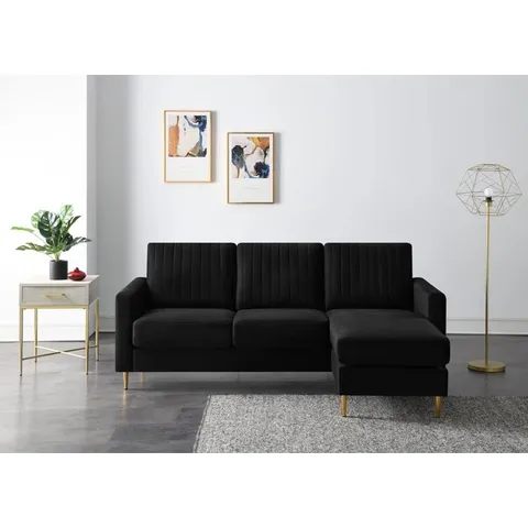 BOXED KODA CORNER SOFA - VELVETY BLACK (1 BOX)