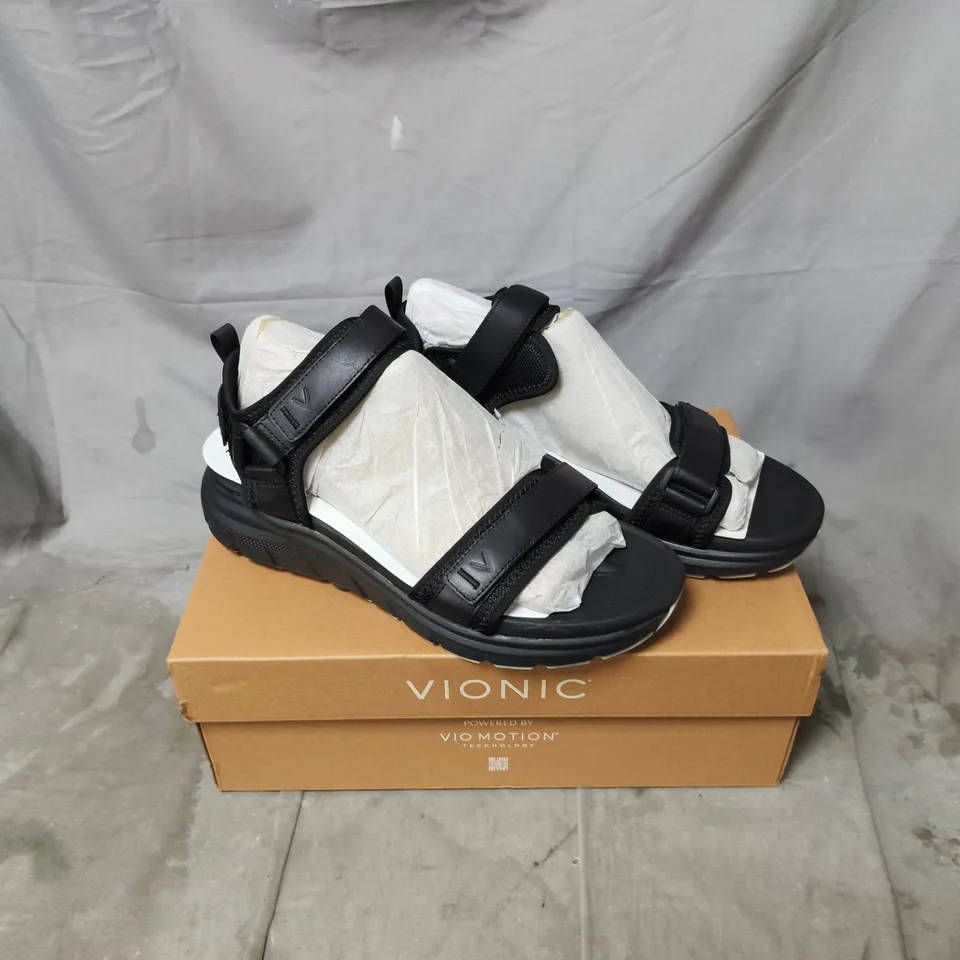 VIONIC VI MOTION SANDALS – BLACK, TWO-STRAP VELCRO (WOMEN'S) SIZE 8
