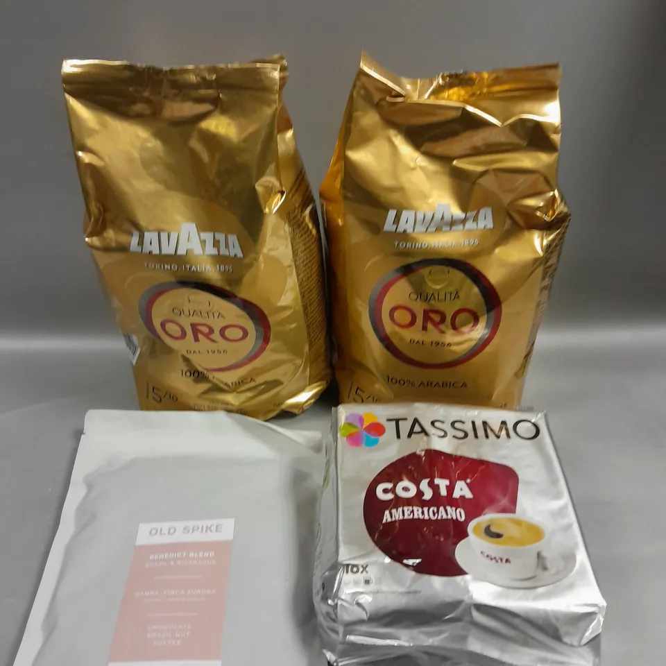 4 X COFFEE PRODUCTS TO INCLUDE TASSIMO, OLD SPIKE & LAVAZZA 