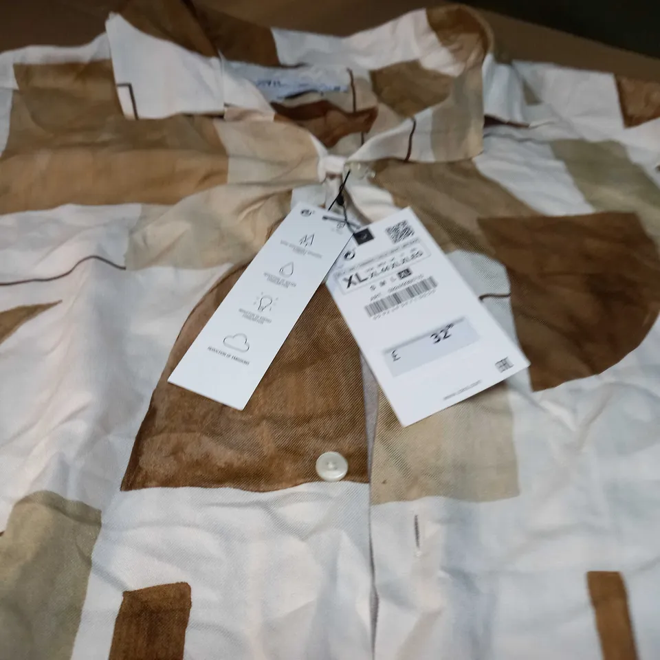 ZARA BROWNS/BEIGE REGULAR FIT MENS SHIRT - XL