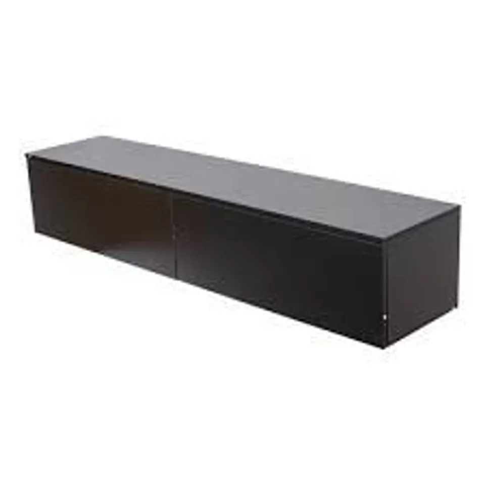 BOXED 1.6m BLACK TWO-PANEL TV HANGING CABINET (1 BOX)