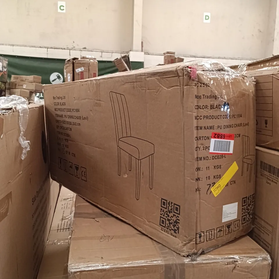 BOXED PU DINING CHAIR (LEVI) (SET OF 2) - BLACK (1 BOX)