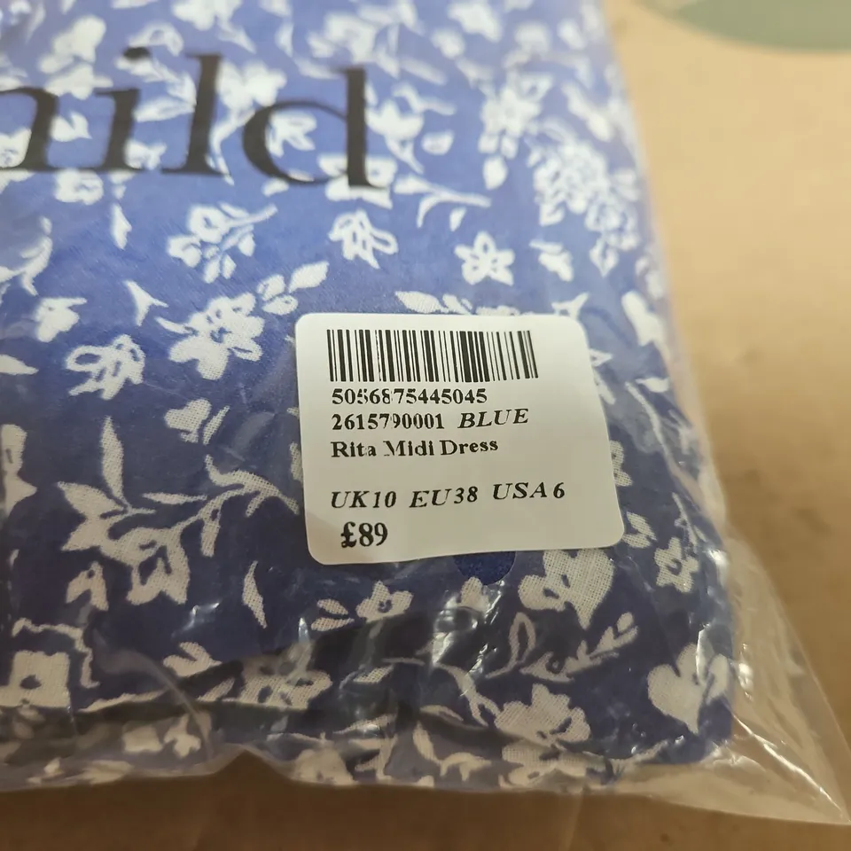 NOBODY'S CHILD RITA MIDI DRESS – BLUE FLORAL, UK 10 
