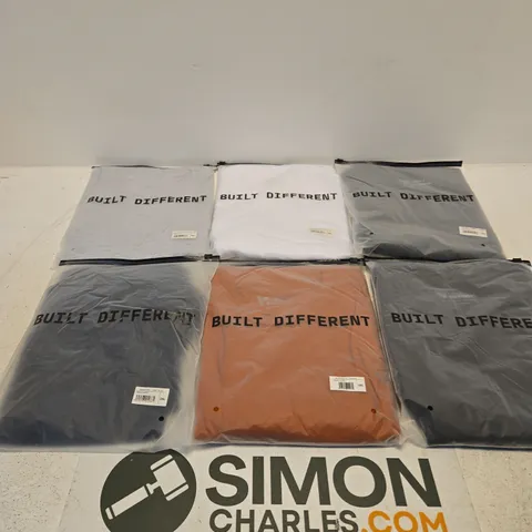 SET OF APPROXIMATELY 20 ASSORTED BUILT DIFFERENT T-SHIRTS/SHIRTS IN VARIOUS COLOURS AND SIZES