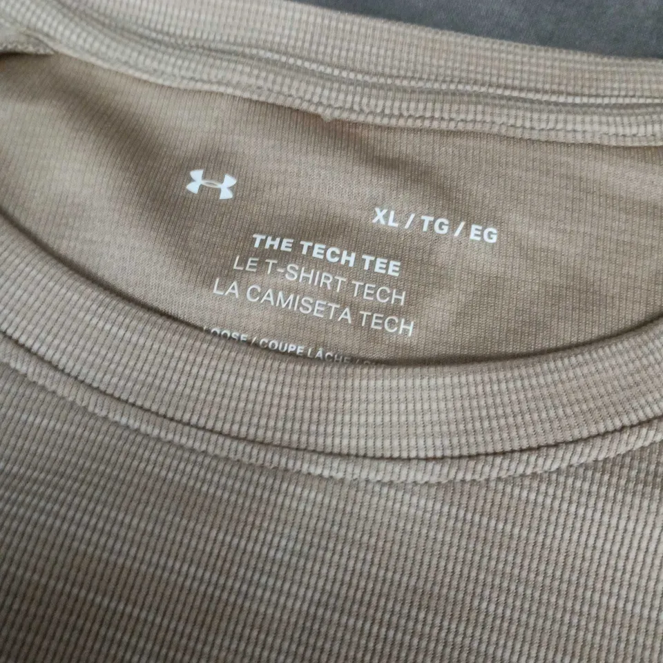 UNDER ARMOUR TECH TEE – KHAKI, MEN'S XL PERFORMANCE T-SHIRT