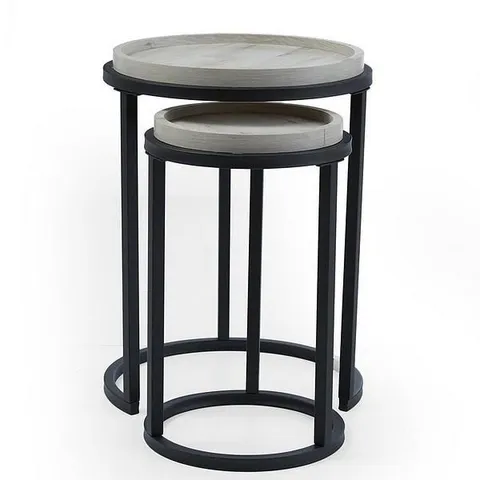 VERY HOME HARLEM ROUND NEST OF 2 TABLES - GREY OAK