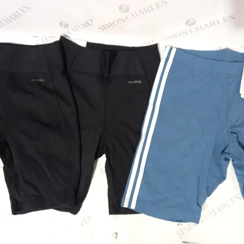 BOX OF APPROXIMATELY 5 ASSORTED CLOTHING ITEMS IN VARIOUS STYLES AND SIZES TO INCLUDE ADIDAS, USA PRO, ETC