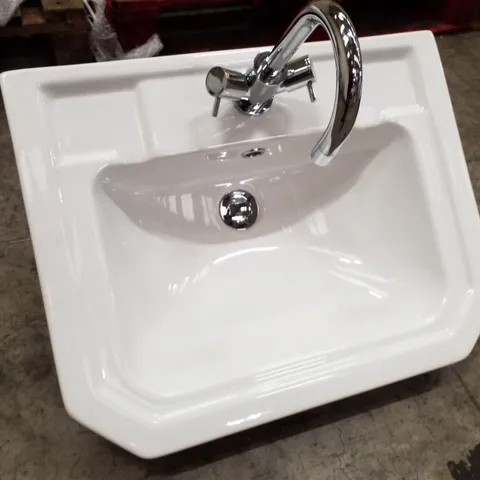 BRAND NEW WHITE CERAMIC BASIN WITH TAP 55Γ43CM