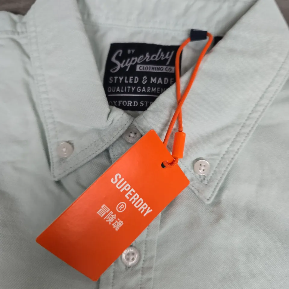 SUPERDRY VINTAGE OXFORD S/S SHIRT – LIGHT GREEN, MEN'S SIZE L