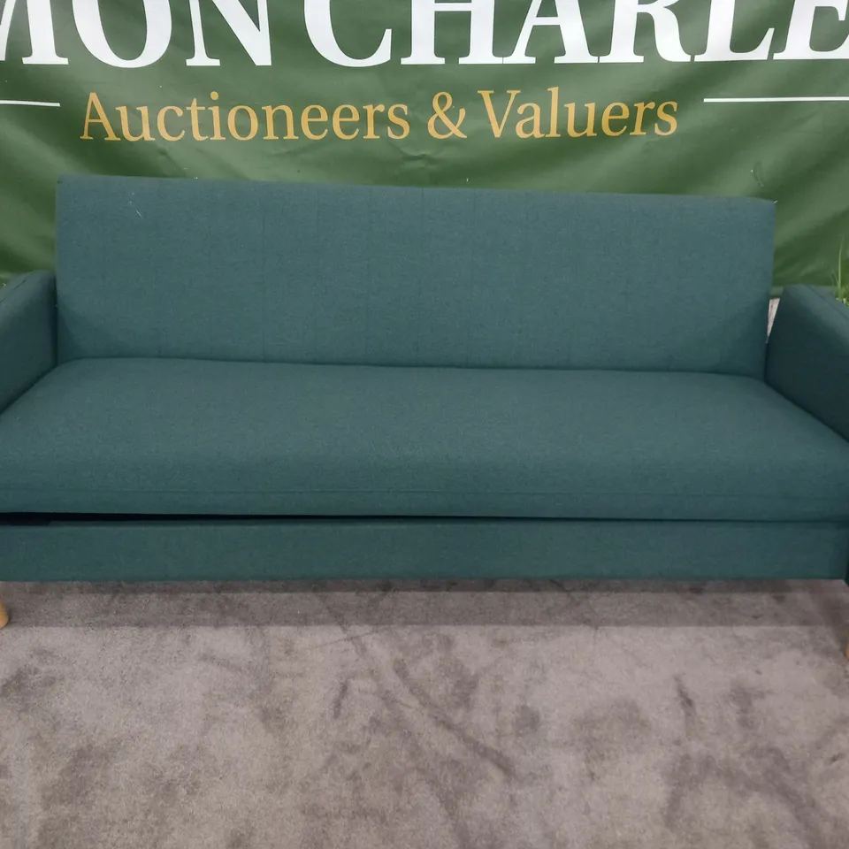 DESIGNER TEAL FABRIC CLICK CLACK SOFABED