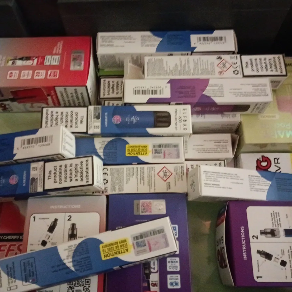APPROXIMATELY 20 ASSORTED E-CIGARETTE PRODUCTS TO INCLUDE BRANDS SUCH AS ELFBAR, IVG, LOST MARY, ETC - COLLECTION ONLY