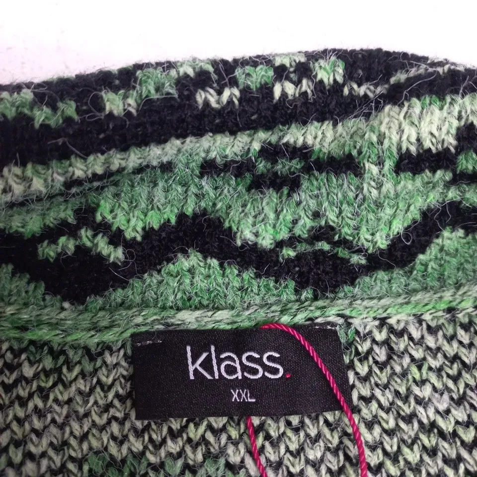 KLASS KNITTED CARDIGAN, GREEN/BLACK, XXL