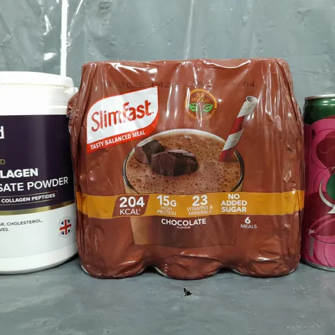 APPROXIMATELY 8 ASSORTED FOOD/DRINK PRODUCTS TO INCLUDE SLIMFAST MULTIPACK, J20, ETC