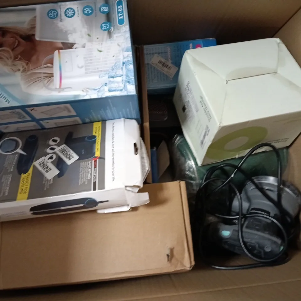 APPROXIMATELY 15 ASSORTED ELECTRICAL ITEMS TO INCLUDE MULTIFUNCTIONAL AIR COOLER, SHOULDER AND NECK MASSAGER, IMMERSION WATER HEATER, ETC - COLLECTION ONLY 