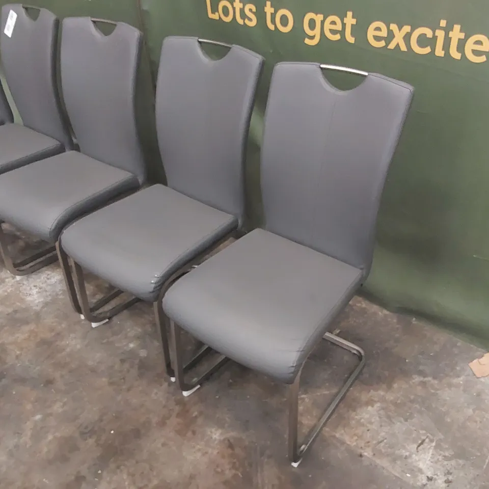 LOT OF 5x DESIGNER PU LEATHER DINING CHAIRS