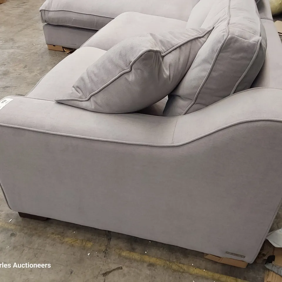 QUALITY BRITISH DESIGNER LARGE CHAISE SOFA GREY FABRIC