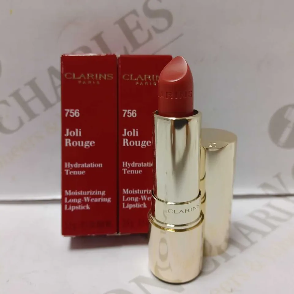 LOT OF 3 CLARINS JOLI ROUGE MOISTURIZING LIPSTICKS - #756 GUAVA
