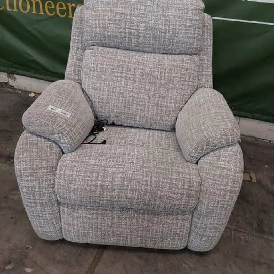 QUALITY BRITISH DESIGNER G PLAN KINGSBURY POWER RECLINING EASY CHAIR SHORE SLATE FABRIC 