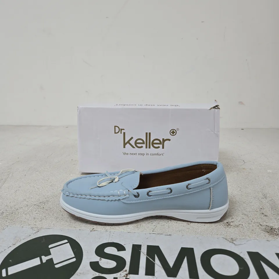 DR KELLER LIGHT BLUE LEATHER MOCCASIN LOAFERS – UK 5