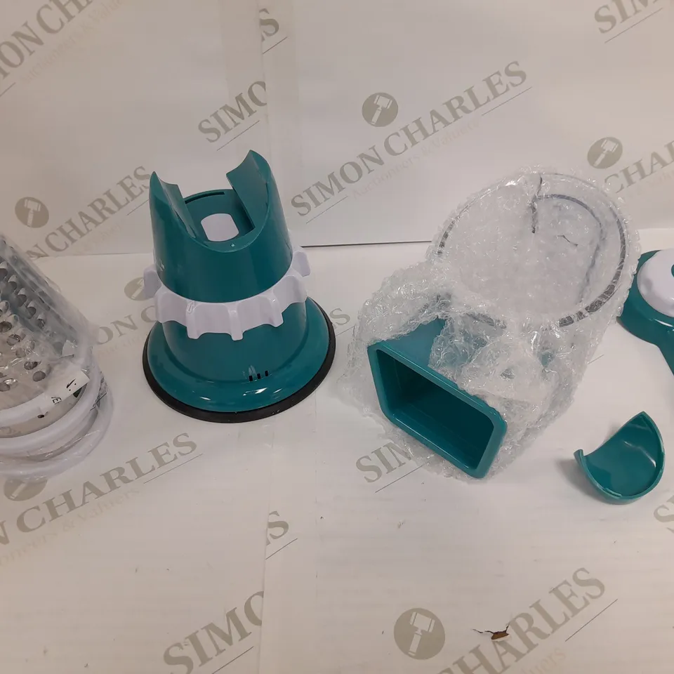 COOK'S ESSENTIALS SPEED GRATER & SLICER WITH SUCTION BASE - TEAL