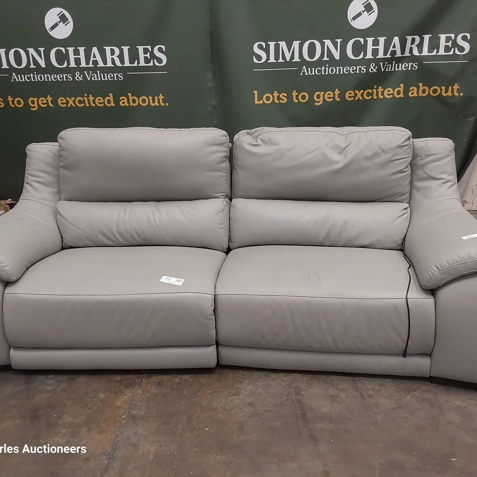 QUALITY ITALIAN DESIGNER DEGANO POWER RECLINING THREE SEATER SOFA GREY LEATHER 