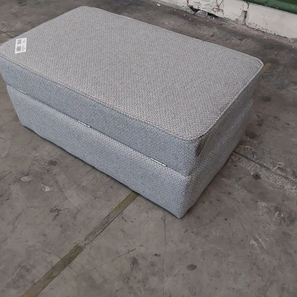 DESIGNER RECTANGULAR STORAGE FOOTSTOOL GREY FABRIC 