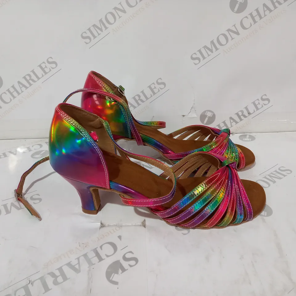 RAINBOW OPEN TOE HEELS SIZE 5.5