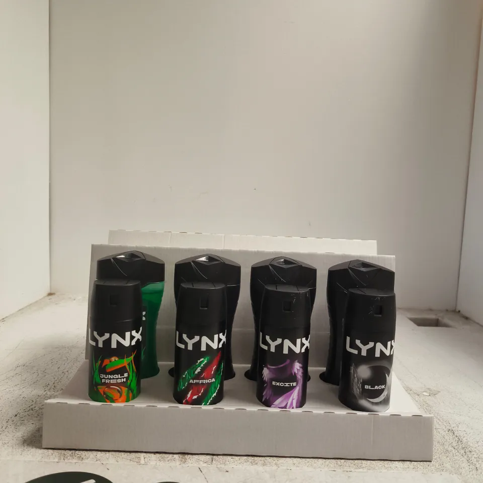 LYNX BODY SPRAY AND BODYWASH SET (JUNGLE FRESH, AFRICA, EXCITE, BLACK) – 4 X 150ML, 4 X 225ML