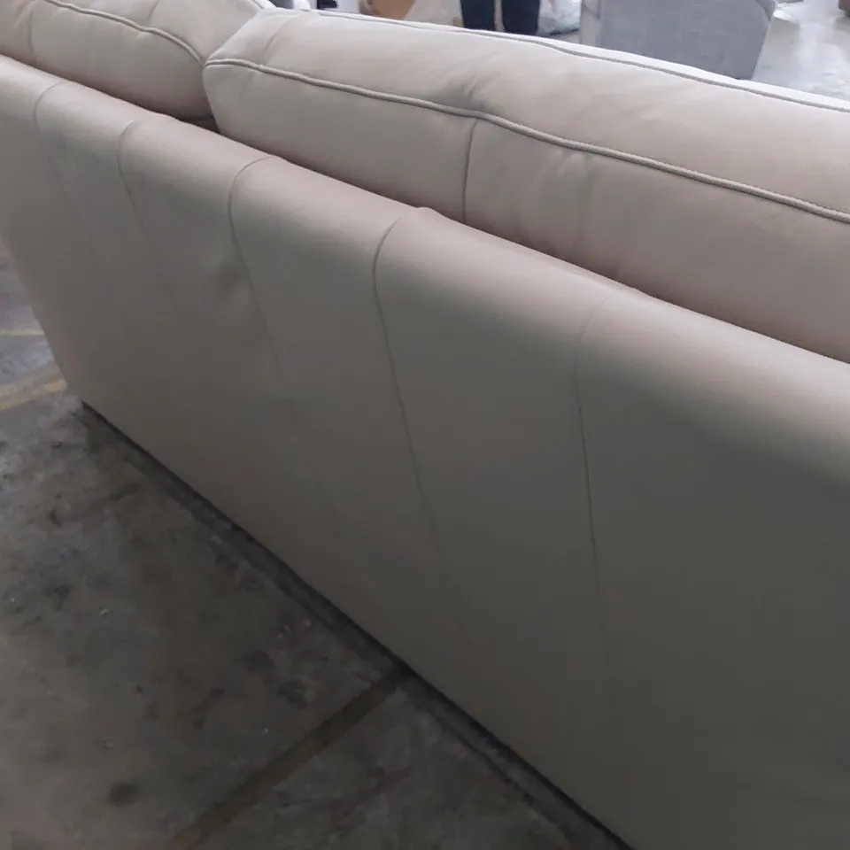 QUALITY BRITISH DESIGNER G PLAN SEATTLE THREE SEATER SOFA CAPRI PUTTY LEATHER 