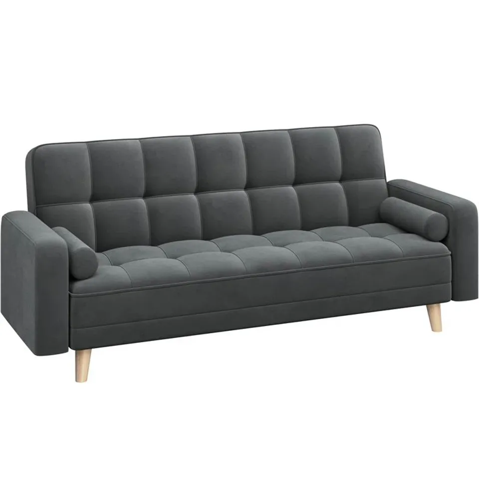 BOXED YAHEETECH 2 SEATER CLIC CLAC SOFA BED - DARK GREY (1 BOX)