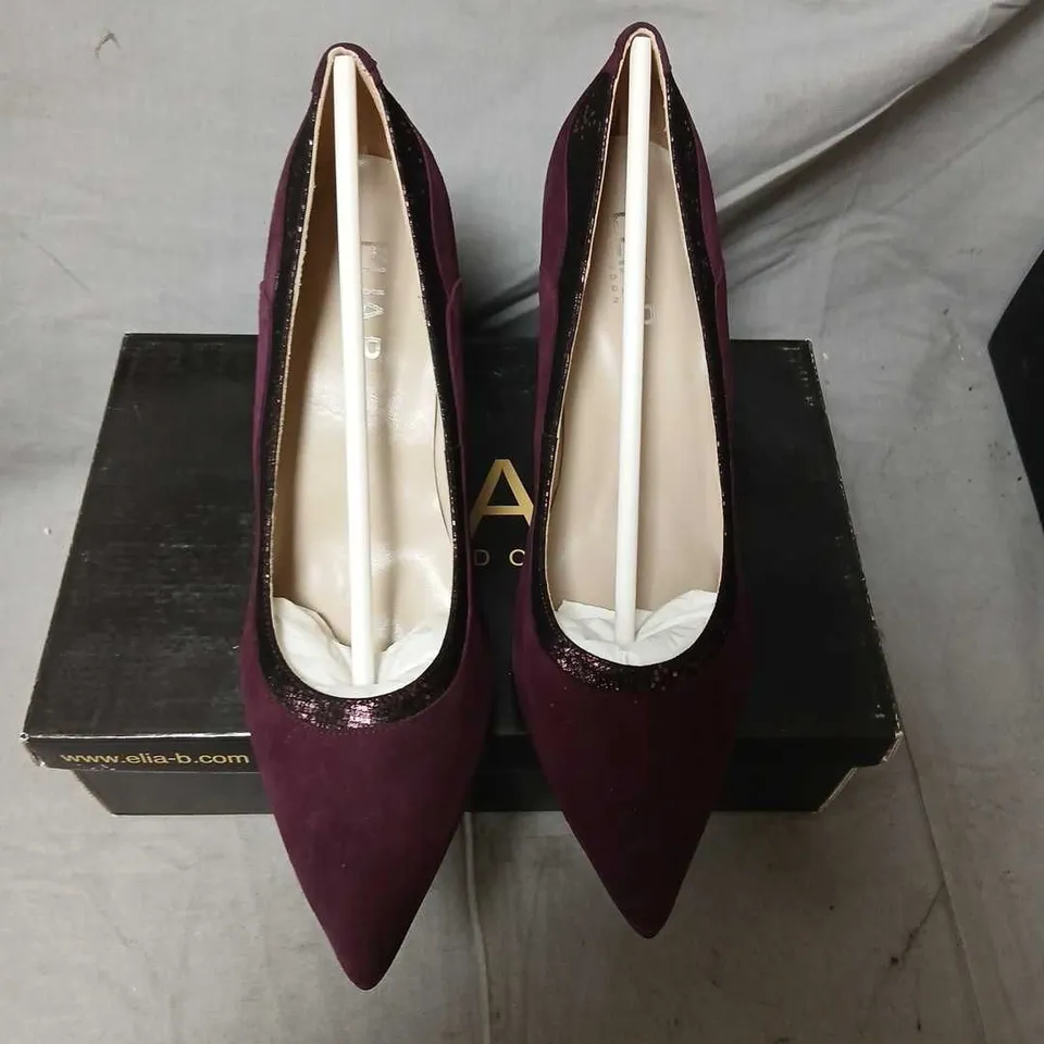 ELIA B LONDON DIANA BURGUNDY SUEDE HIGH HEELS – UK 7 (EU 40)