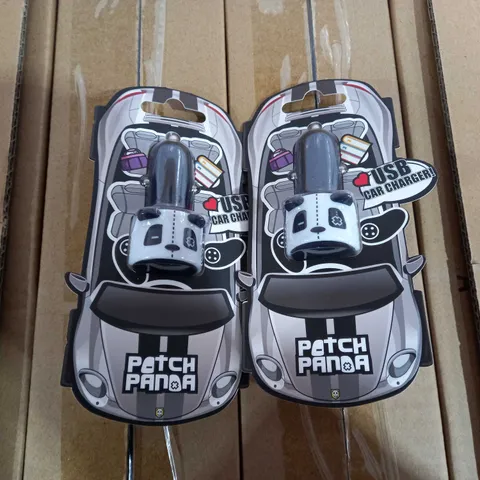 BOX OF APPROXIMAL 150 PATCH PANDA USB CAR CHARGERS IN BLACK