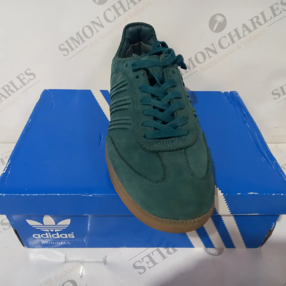 BOXED PAIR OF ADIDAS SAMBA W SHOES IN TEAL UK SIZE 6