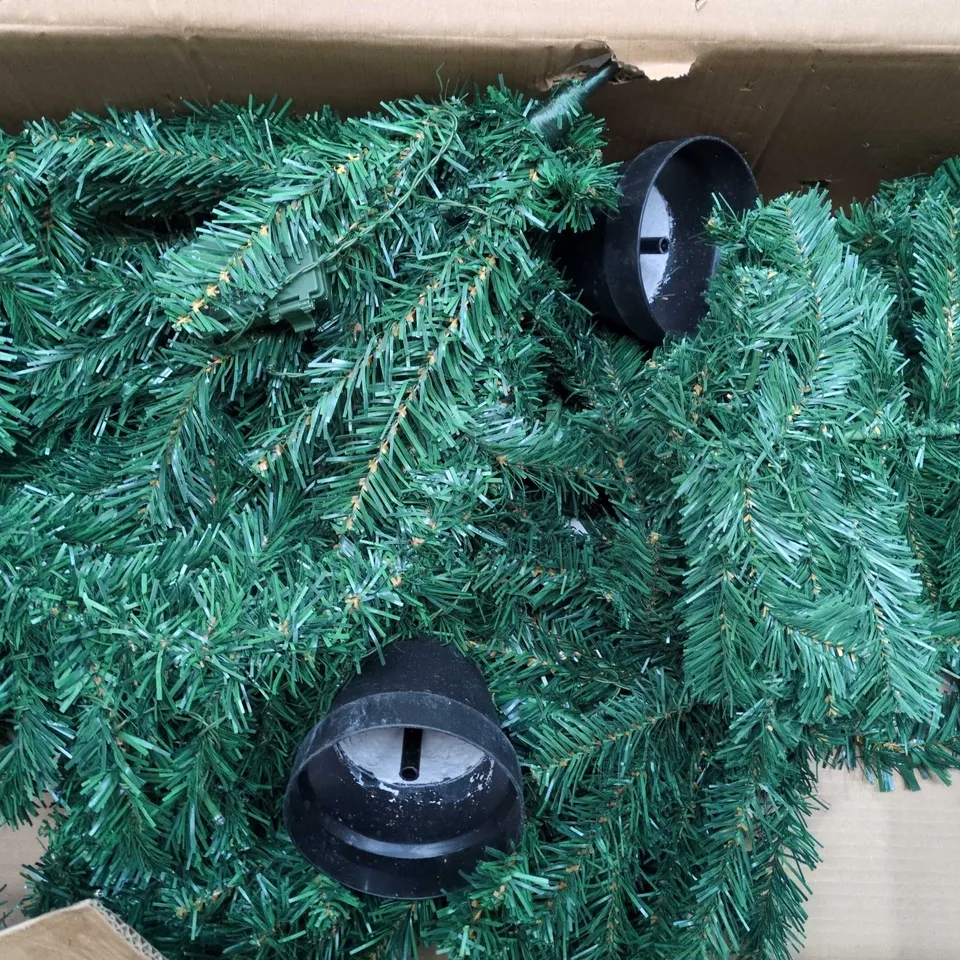 CHRISTMAS MARKET SET OF 4 PRE-LIT CHRISTMAS TREES – BOXED WITH GARLAND (BATTERY-POWERED, NOT INCLUDED)